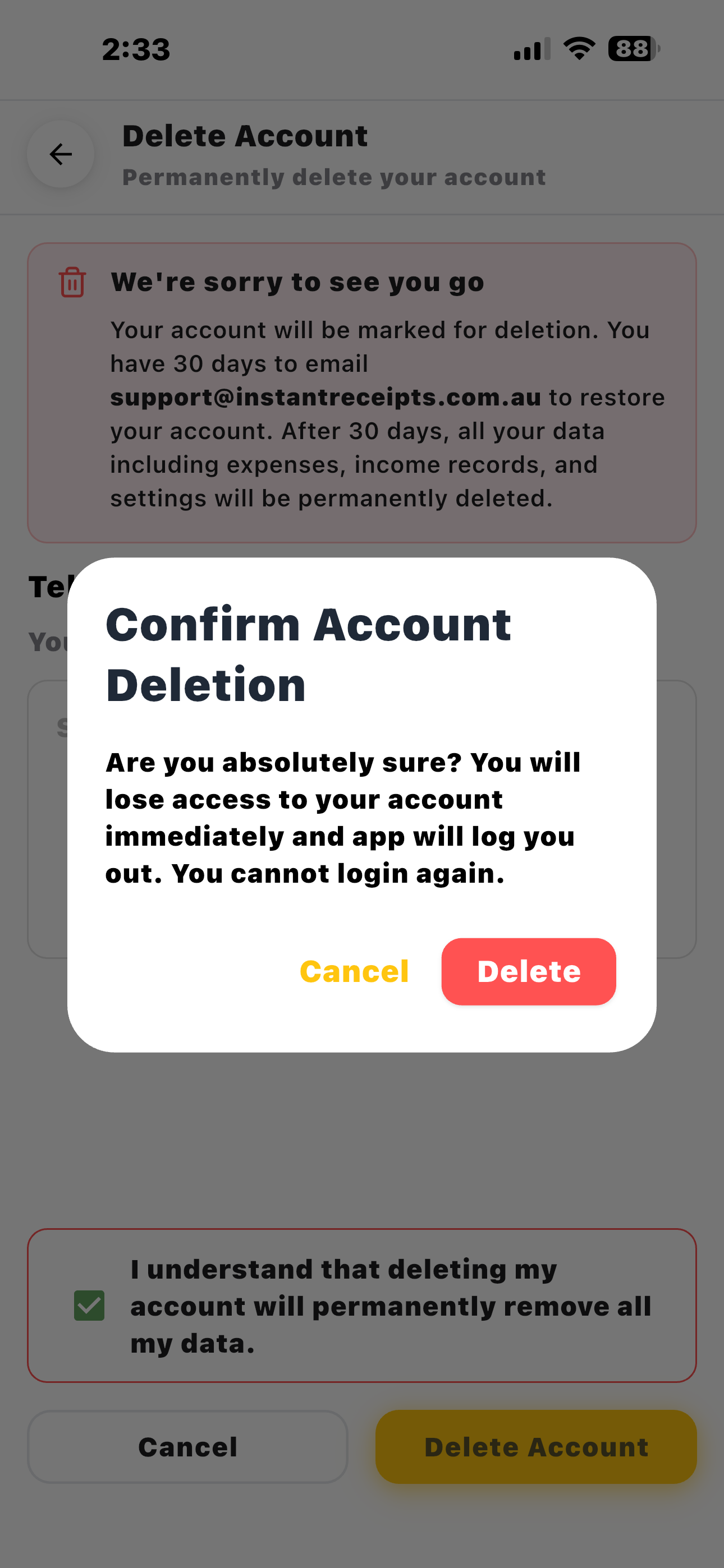 Confirm Deletion