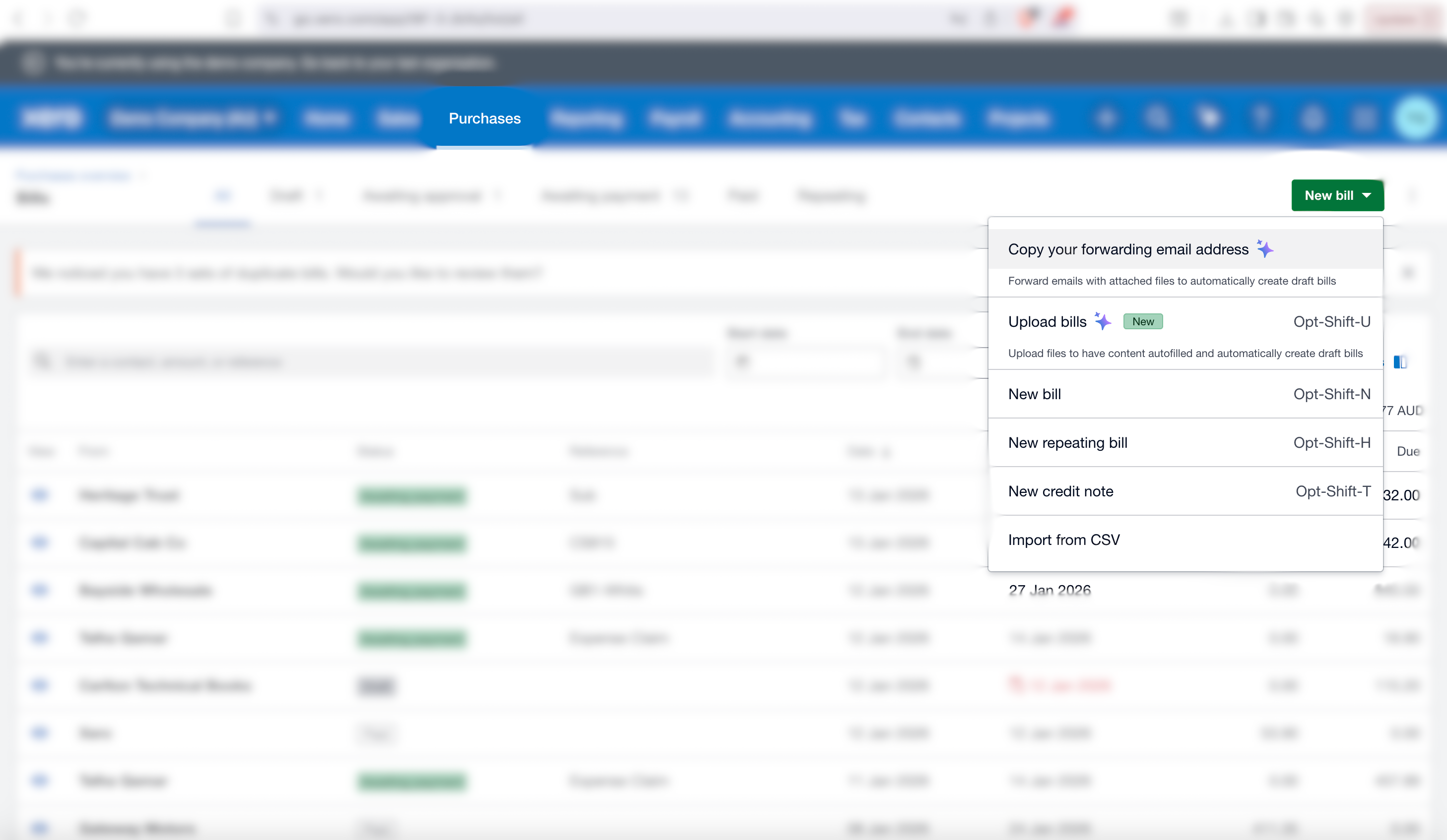 Login to Xero and Access Import