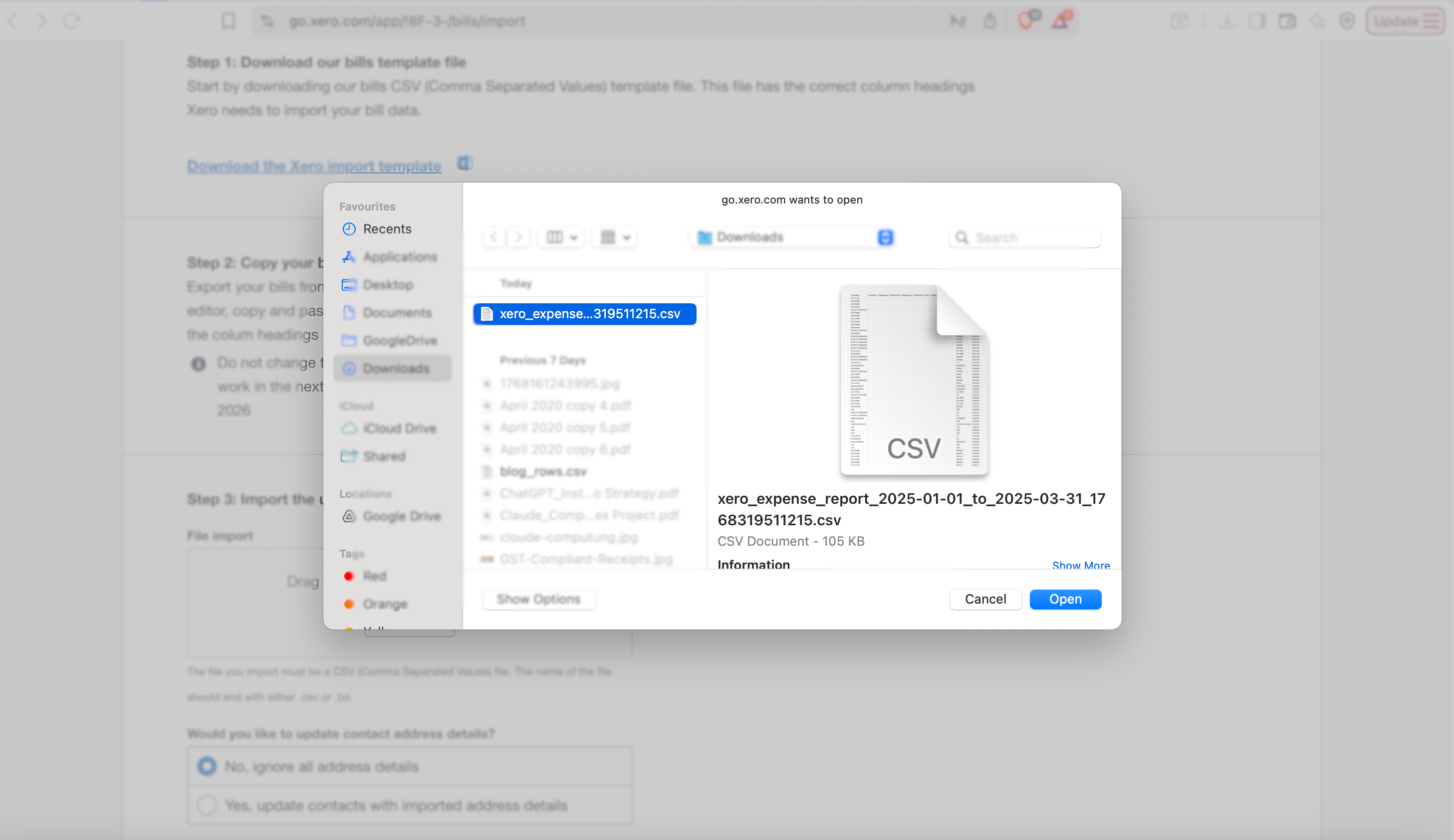 Select Your CSV File