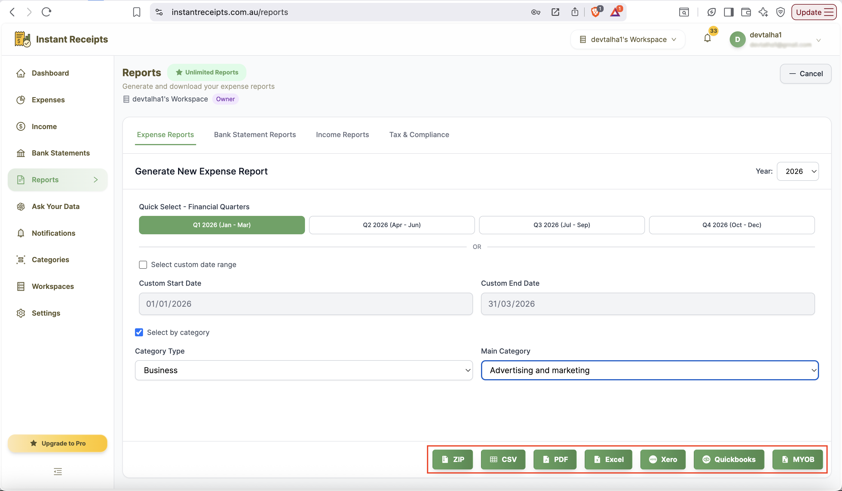Choose Export Format
