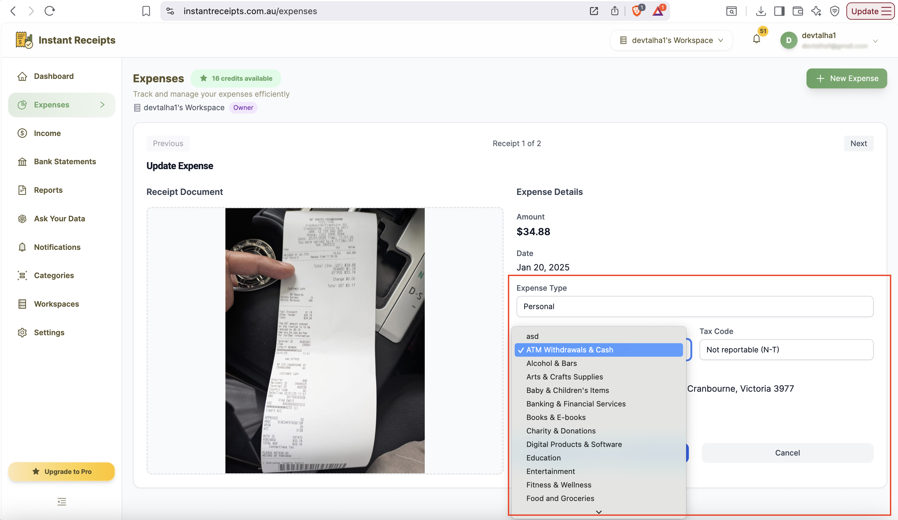Categorize Expenses