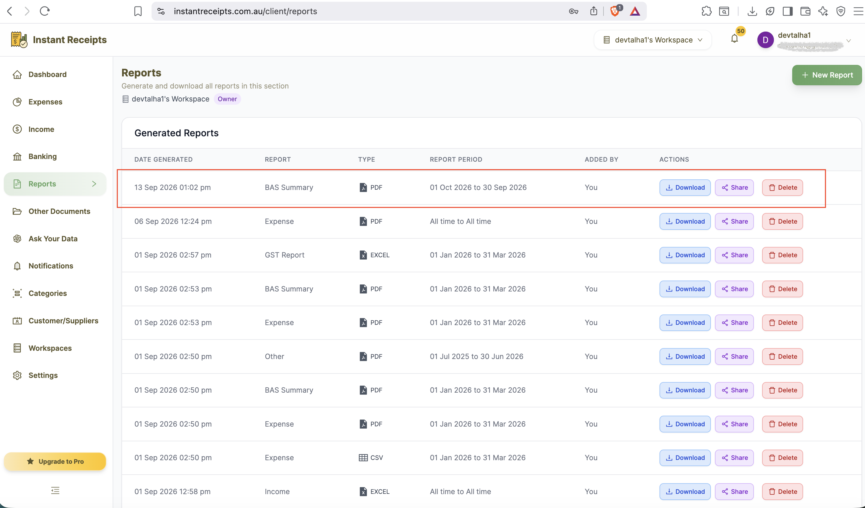Download Your BAS Summary