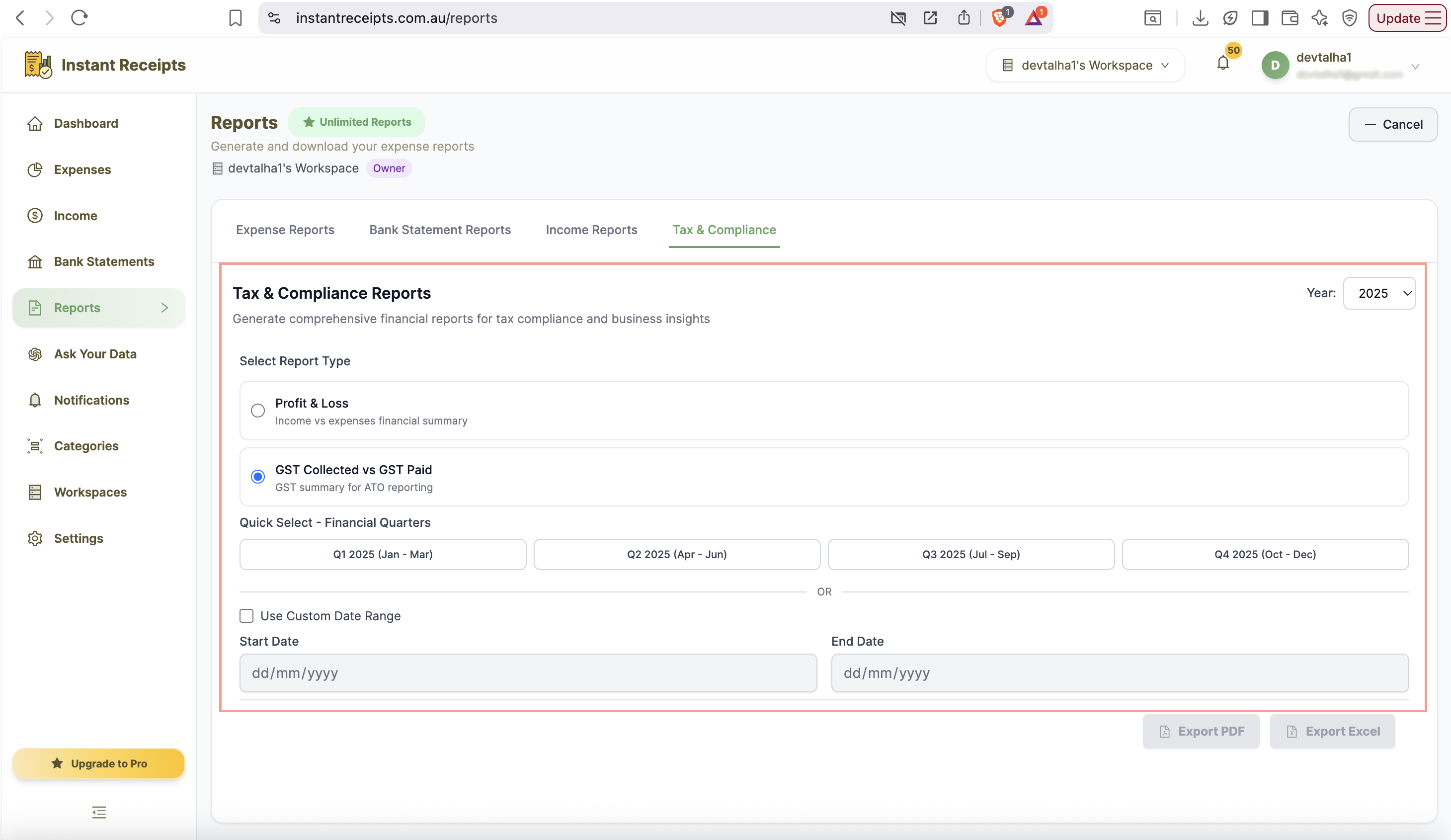 Review GST Settings