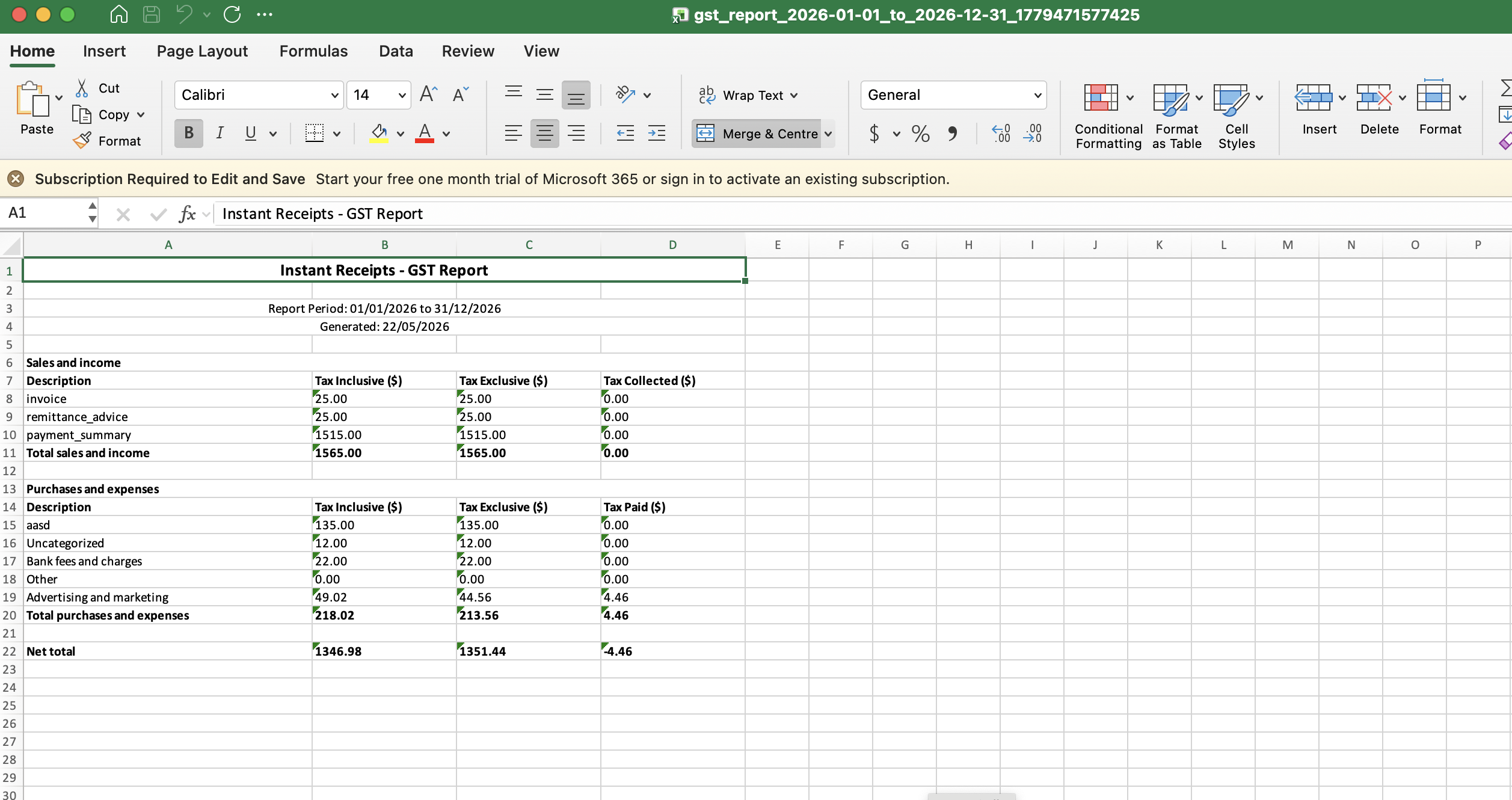 Preview Your GST Excel Report