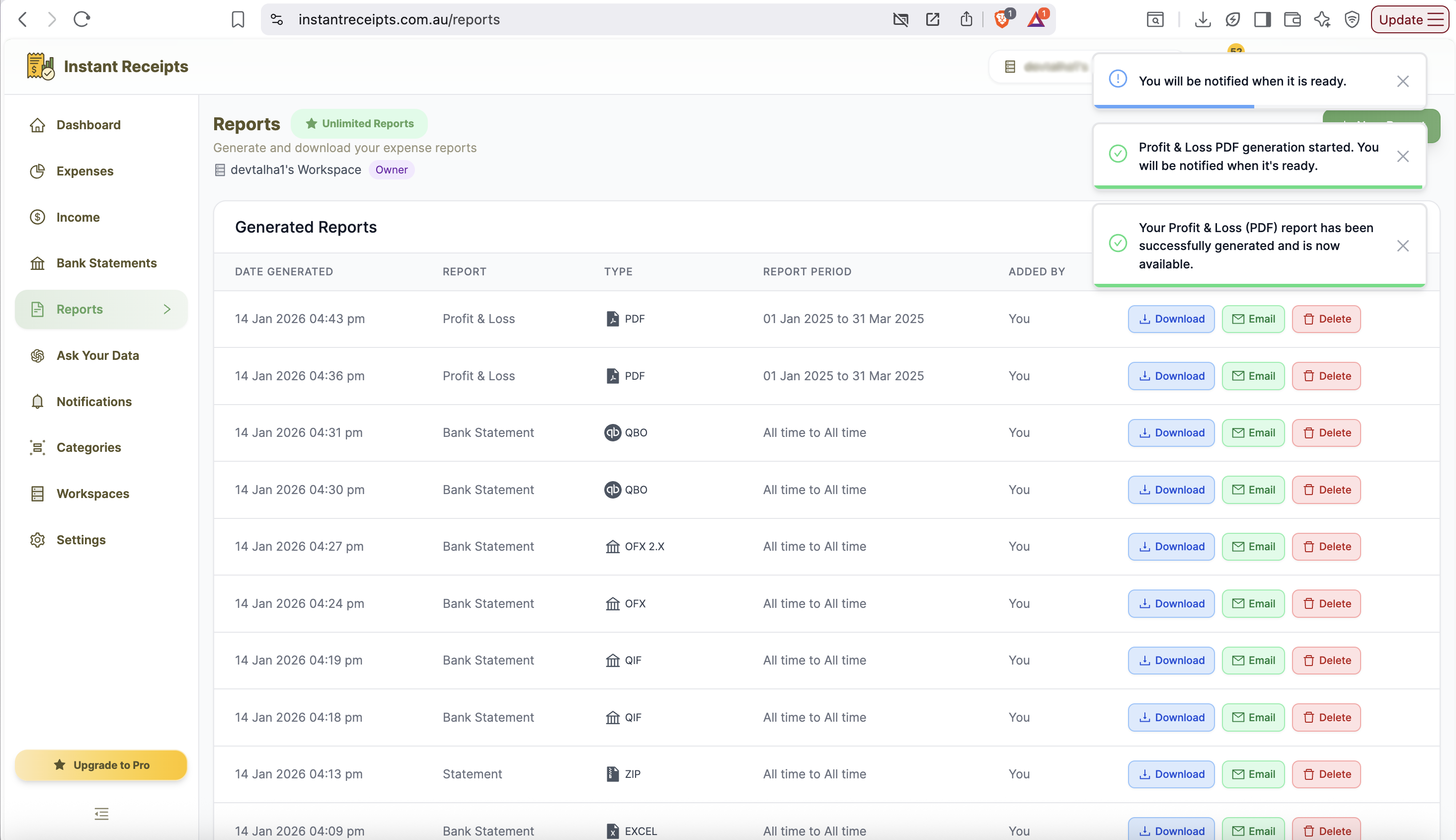 Generate and Download