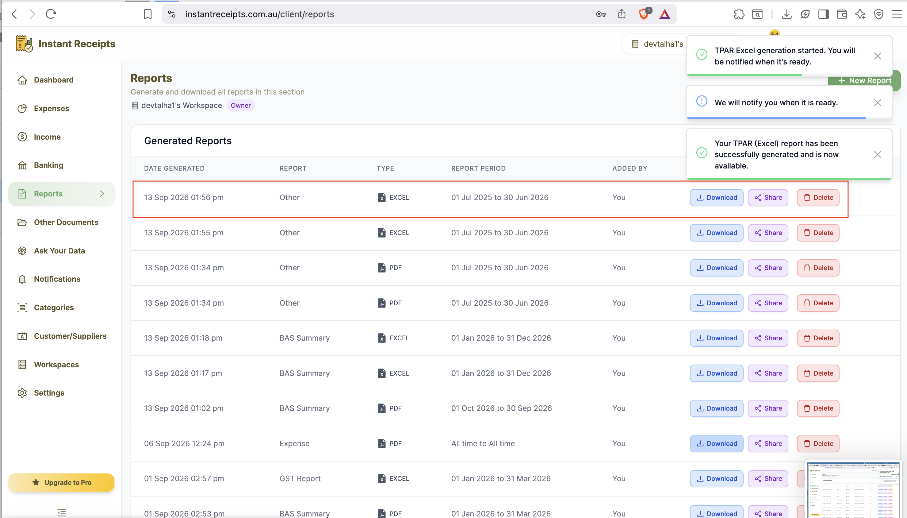 Download Your TPAR Summary
