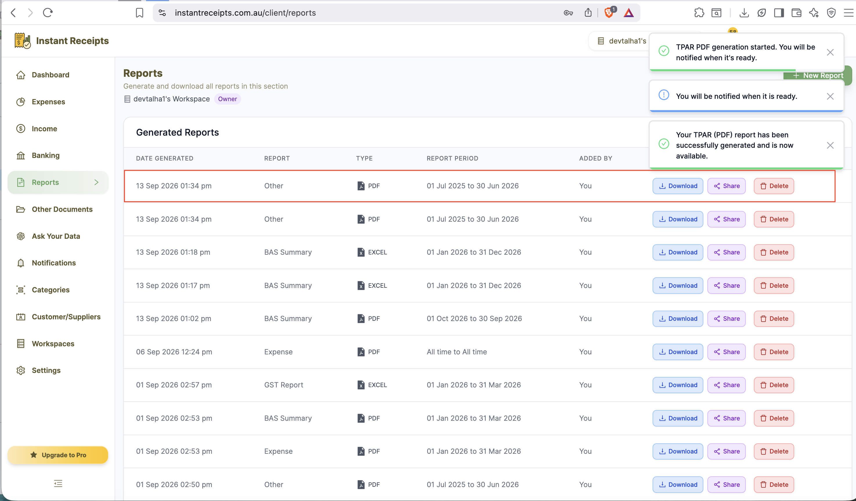 Download Your TPAR Summary