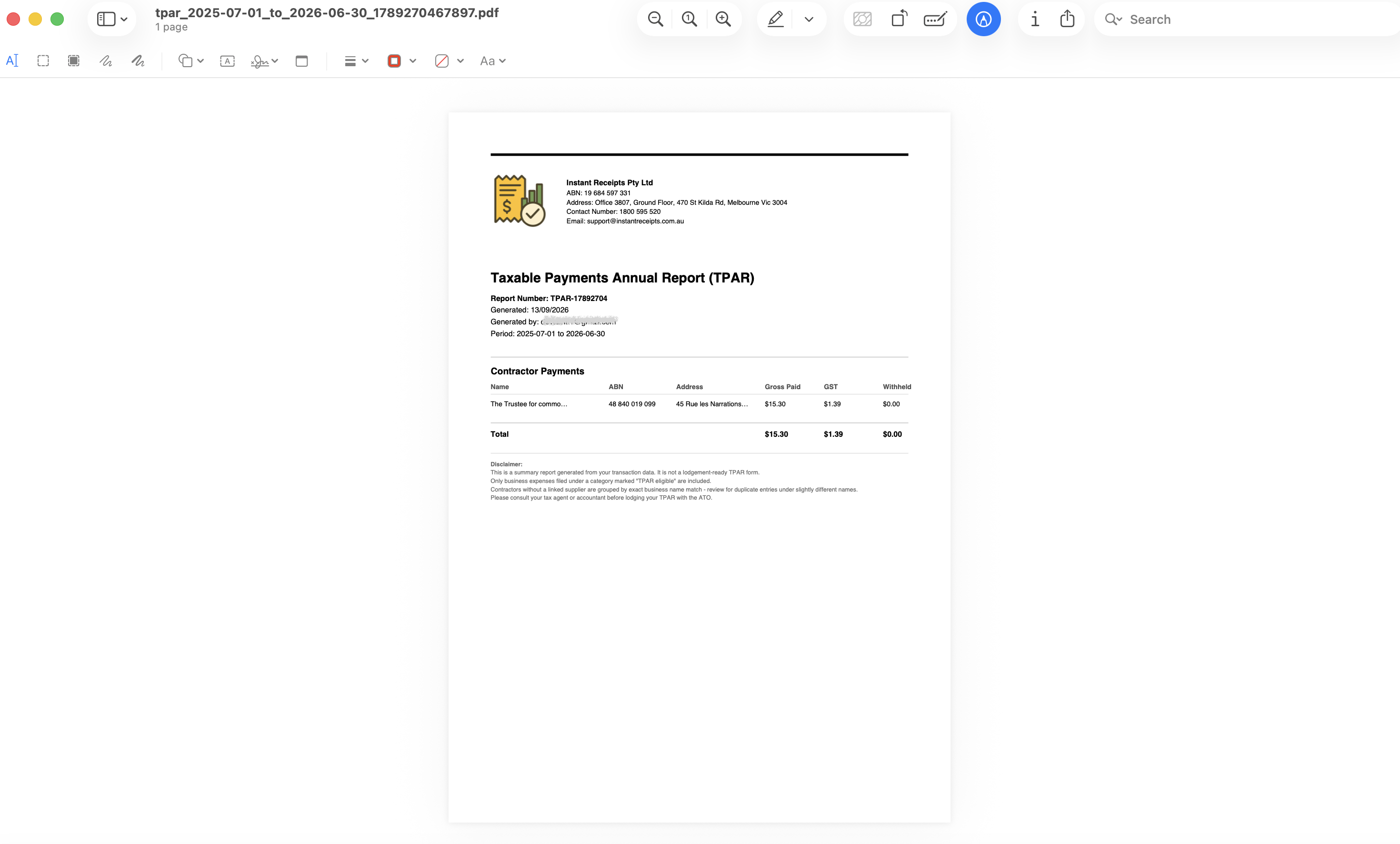 Preview Your TPAR PDF Report